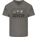 Unicorn Triathlon Running Swimming Cycling Mens V-Neck Cotton T-Shirt Charcoal
