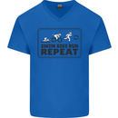 Unicorn Triathlon Running Swimming Cycling Mens V-Neck Cotton T-Shirt Royal Blue