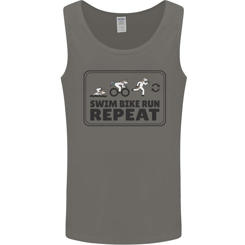 Unicorn Triathlon Running Swimming Cycling Mens Vest Tank Top Charcoal