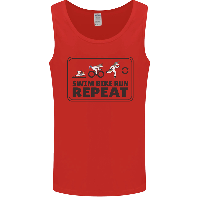 Unicorn Triathlon Running Swimming Cycling Mens Vest Tank Top Red