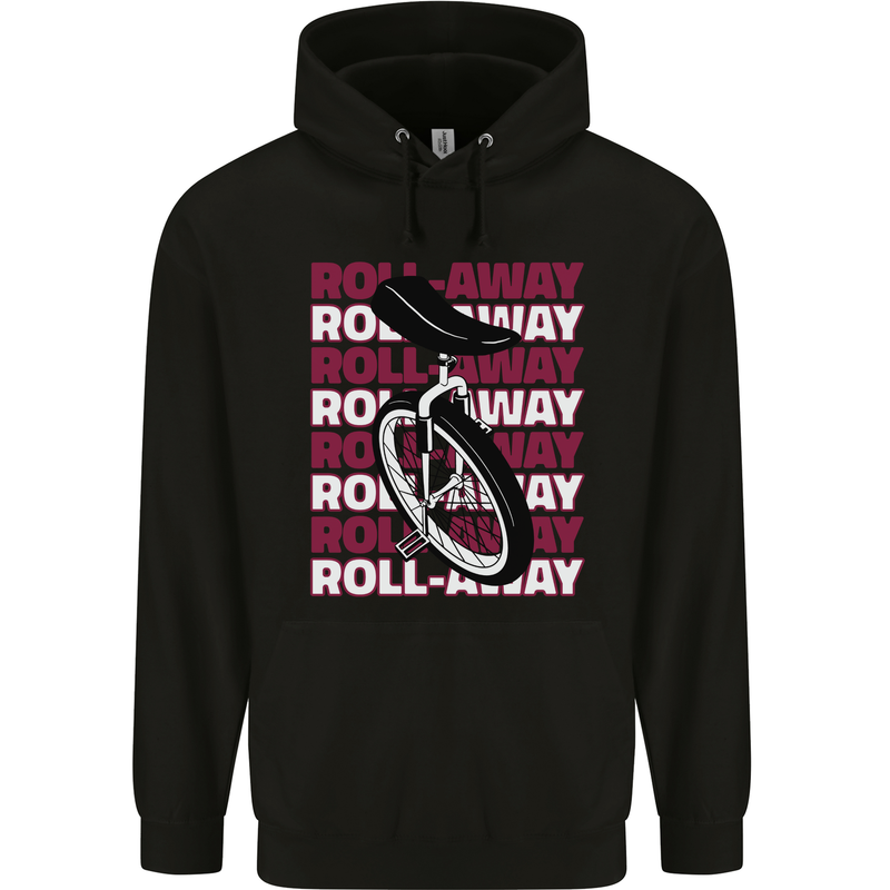 Unicycle Roll Away Mens 80% Cotton Hoodie Black