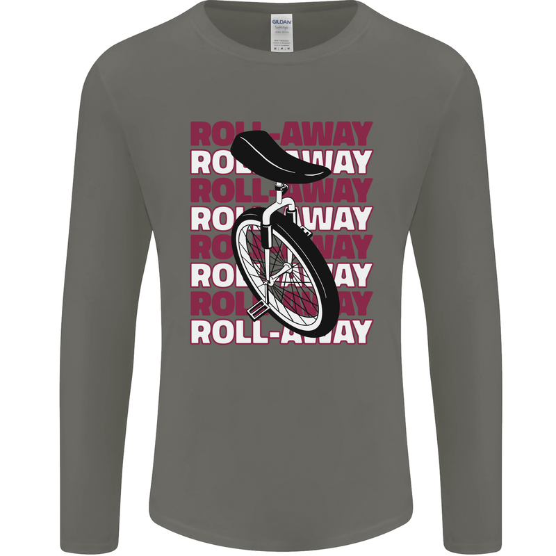 Unicycle Roll Away Mens Long Sleeve T-Shirt Charcoal