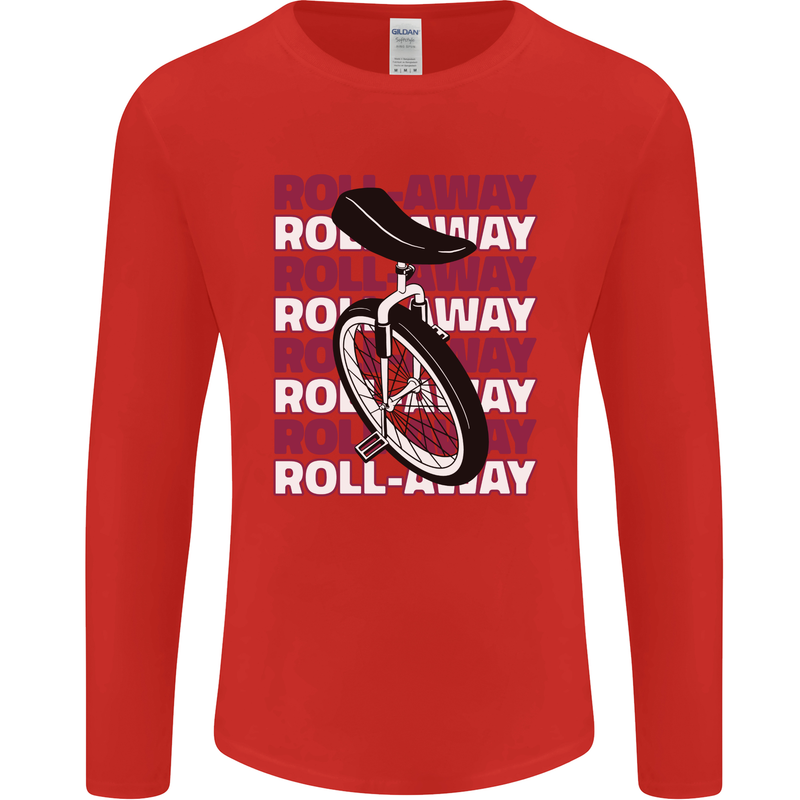 Unicycle Roll Away Mens Long Sleeve T-Shirt Red