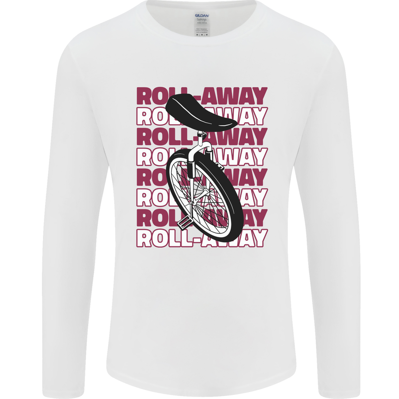 Unicycle Roll Away Mens Long Sleeve T-Shirt White