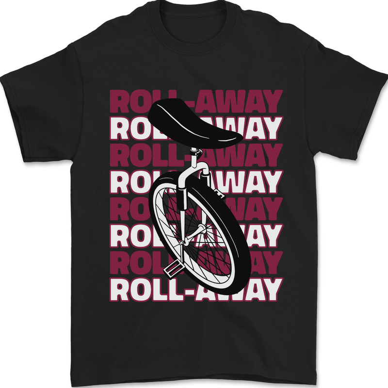 Unicycle Roll Away Mens T-Shirt 100% Cotton Black