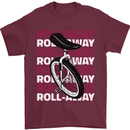 Unicycle Roll Away Mens T-Shirt 100% Cotton Maroon
