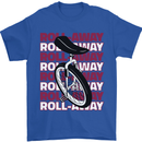 Unicycle Roll Away Mens T-Shirt 100% Cotton Royal Blue