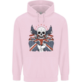 Union Jack Biker Motorbike Motorcycle Skull Mens 80% Cotton Hoodie Light Pink