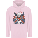 Union Jack Biker Motorbike Motorcycle Skull Mens 80% Cotton Hoodie Light Pink