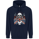 Union Jack Biker Motorbike Motorcycle Skull Mens 80% Cotton Hoodie Navy Blue