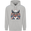 Union Jack Biker Motorbike Motorcycle Skull Mens 80% Cotton Hoodie Sports Grey