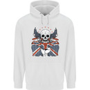 Union Jack Biker Motorbike Motorcycle Skull Mens 80% Cotton Hoodie White