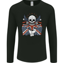 Union Jack Biker Motorbike Motorcycle Skull Mens Long Sleeve T-Shirt Black