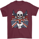 Union Jack Biker Motorbike Motorcycle Skull Mens T-Shirt 100% Cotton Maroon