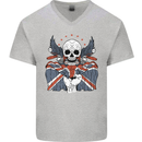 Union Jack Biker Motorbike Motorcycle Skull Mens V-Neck Cotton T-Shirt Sports Grey