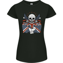 Union Jack Biker Motorbike Motorcycle Skull Womens Petite Cut T-Shirt Black