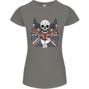 Union Jack Biker Motorbike Motorcycle Skull Womens Petite Cut T-Shirt Charcoal