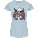 Union Jack Biker Motorbike Motorcycle Skull Womens Petite Cut T-Shirt Light Blue