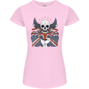 Union Jack Biker Motorbike Motorcycle Skull Womens Petite Cut T-Shirt Light Pink