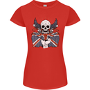 Union Jack Biker Motorbike Motorcycle Skull Womens Petite Cut T-Shirt Red