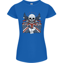 Union Jack Biker Motorbike Motorcycle Skull Womens Petite Cut T-Shirt Royal Blue