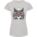 Union Jack Biker Motorbike Motorcycle Skull Womens Petite Cut T-Shirt Sports Grey