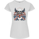 Union Jack Biker Motorbike Motorcycle Skull Womens Petite Cut T-Shirt White