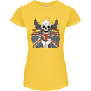 Union Jack Biker Motorbike Motorcycle Skull Womens Petite Cut T-Shirt Yellow