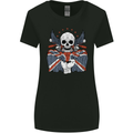 Union Jack Biker Motorbike Motorcycle Skull Womens Wider Cut T-Shirt Black