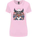 Union Jack Biker Motorbike Motorcycle Skull Womens Wider Cut T-Shirt Light Pink