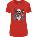 Union Jack Biker Motorbike Motorcycle Skull Womens Wider Cut T-Shirt Red