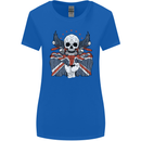 Union Jack Biker Motorbike Motorcycle Skull Womens Wider Cut T-Shirt Royal Blue