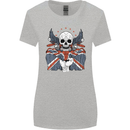 Union Jack Biker Motorbike Motorcycle Skull Womens Wider Cut T-Shirt Sports Grey