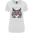 Union Jack Biker Motorbike Motorcycle Skull Womens Wider Cut T-Shirt White