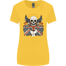 Union Jack Biker Motorbike Motorcycle Skull Womens Wider Cut T-Shirt Yellow