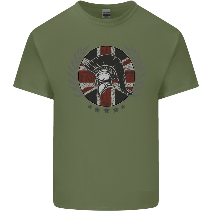 Union Jack Bodybuilding Gym Training Spartan Mens Cotton T-Shirt Tee Top Military Green