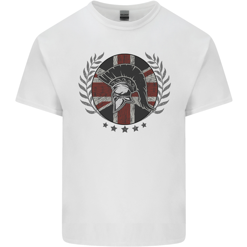 Union Jack Bodybuilding Gym Training Spartan Mens Cotton T-Shirt Tee Top White