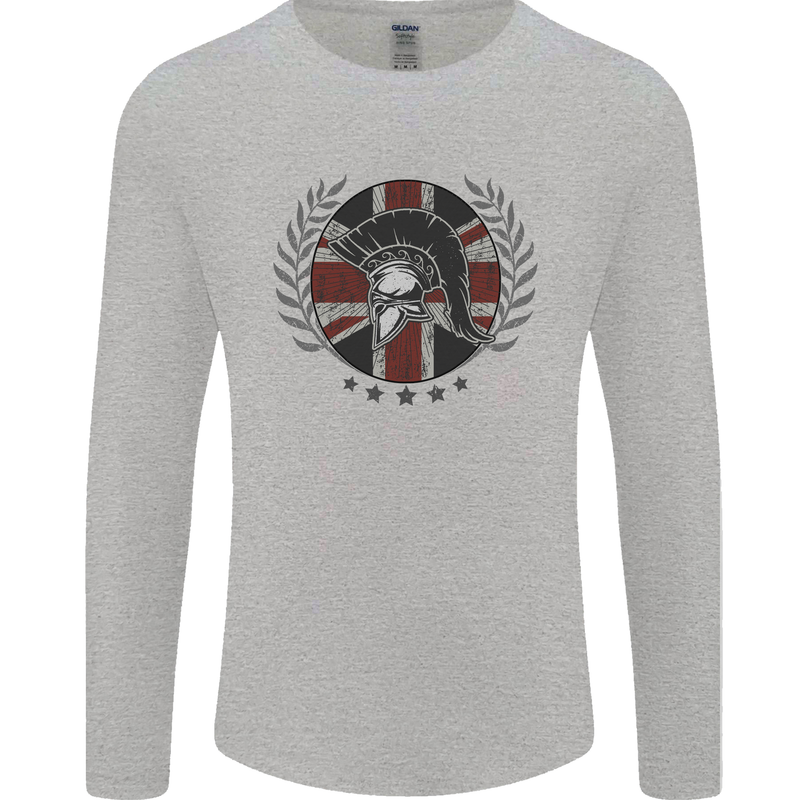 Union Jack Bodybuilding Gym Training Spartan Mens Long Sleeve T-Shirt Sports Grey