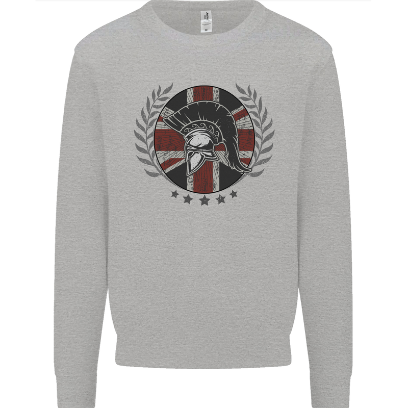 Union Jack Bodybuilding Gym Training Spartan Mens Sweatshirt Jumper Sports Grey