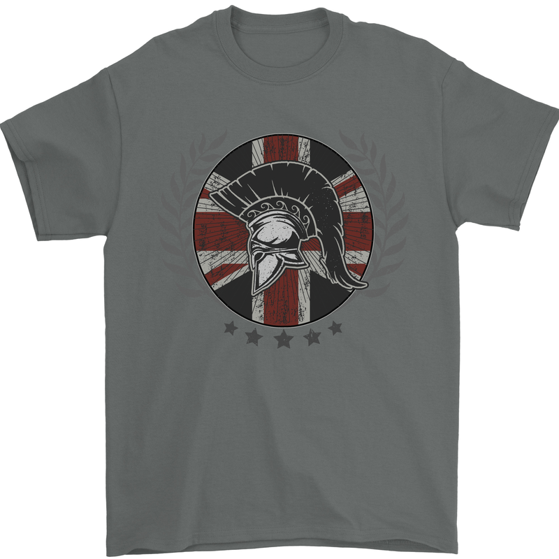 Union Jack Bodybuilding Gym Training Spartan Mens T-Shirt 100% Cotton Charcoal