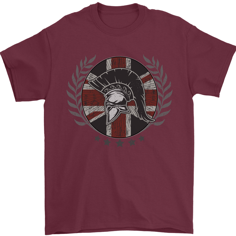 Union Jack Bodybuilding Gym Training Spartan Mens T-Shirt 100% Cotton Maroon