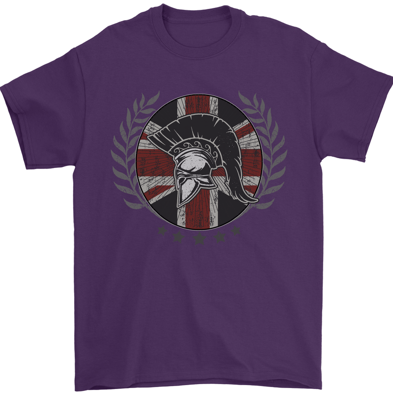 Union Jack Bodybuilding Gym Training Spartan Mens T-Shirt 100% Cotton Purple