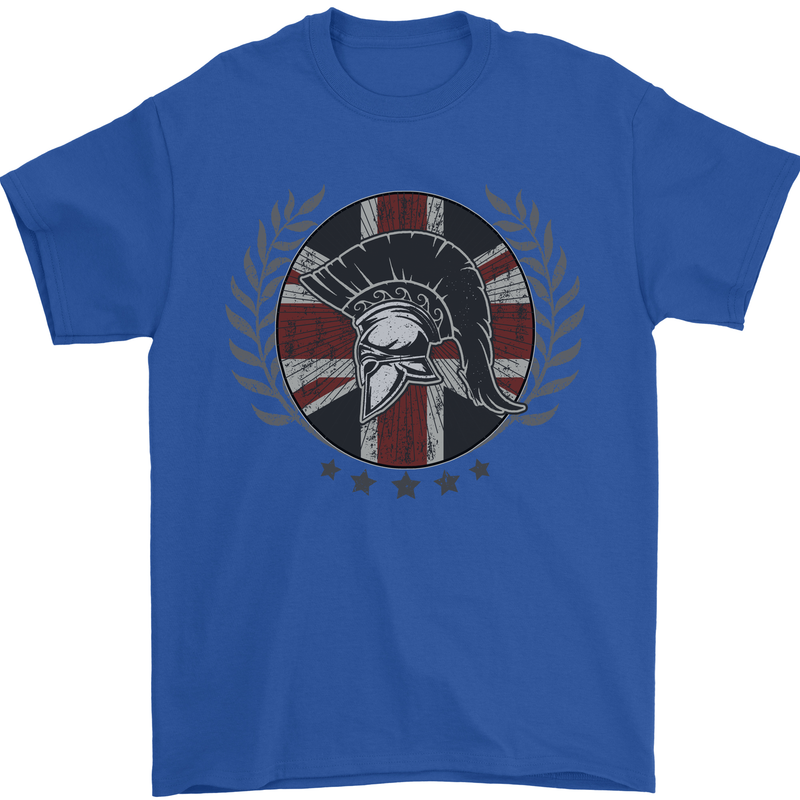 Union Jack Bodybuilding Gym Training Spartan Mens T-Shirt 100% Cotton Royal Blue