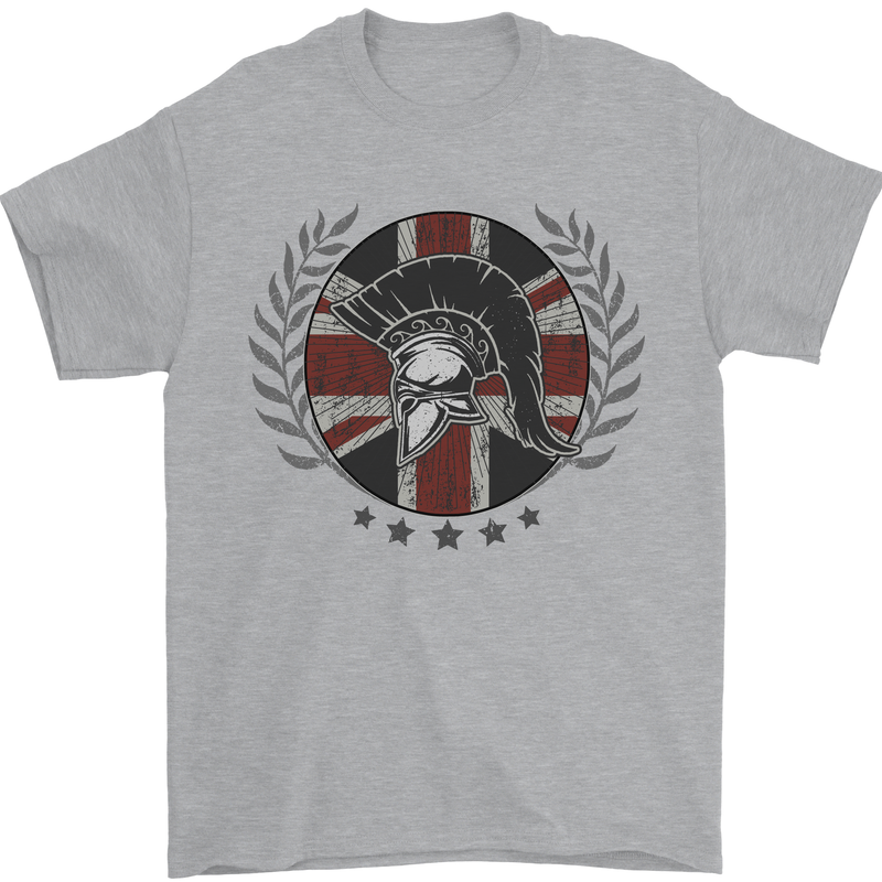 Union Jack Bodybuilding Gym Training Spartan Mens T-Shirt 100% Cotton Sports Grey