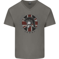 Union Jack Bodybuilding Gym Training Spartan Mens V-Neck Cotton T-Shirt Charcoal