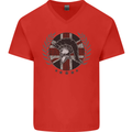 Union Jack Bodybuilding Gym Training Spartan Mens V-Neck Cotton T-Shirt Red