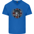 Union Jack Bodybuilding Gym Training Spartan Mens V-Neck Cotton T-Shirt Royal Blue