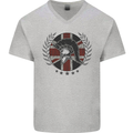 Union Jack Bodybuilding Gym Training Spartan Mens V-Neck Cotton T-Shirt Sports Grey