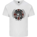 Union Jack Bodybuilding Gym Training Spartan Mens V-Neck Cotton T-Shirt White