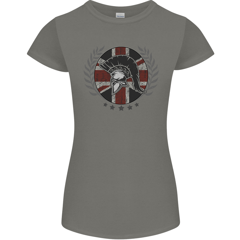 Union Jack Bodybuilding Gym Training Spartan Womens Petite Cut T-Shirt Charcoal